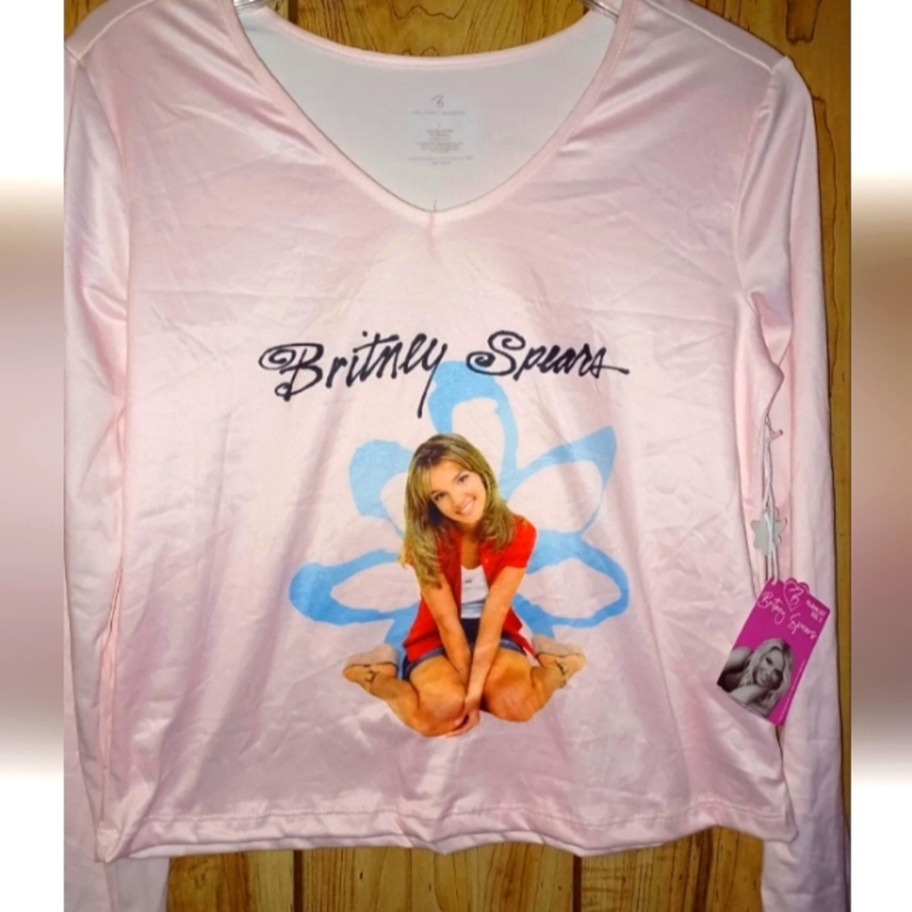 Britney Spears Pink Long sleeve Sleep Shirt Small NWT 90s Y2k